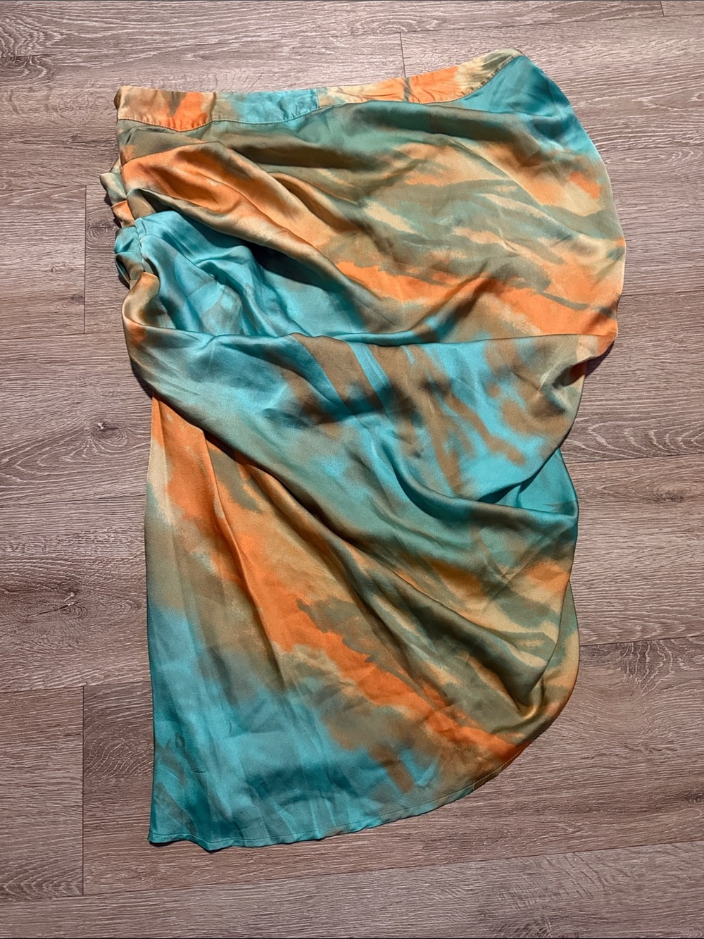 Boohoo Teal and Orange Tie-Dye Swim Sarong